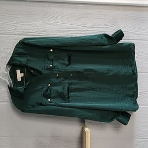 MICHAEL KORS 1/2 BOTTOM LADIES SHIRT BLOUSE TOP GREEN SIZE MEDIUM             T1
